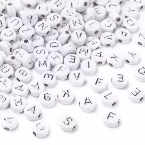 CUENTAS LETRAS PLANAS Y REDONDAS PLATEADAS METAL X 20G X 150 UNI - comprar online