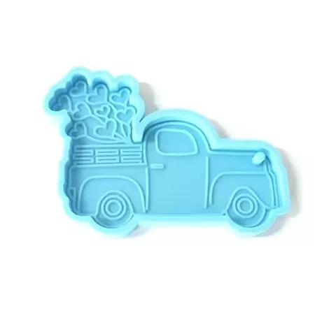 MOLDE SILICONA CAMION CON GLOBOS CORAZON LLAVERO - comprar online