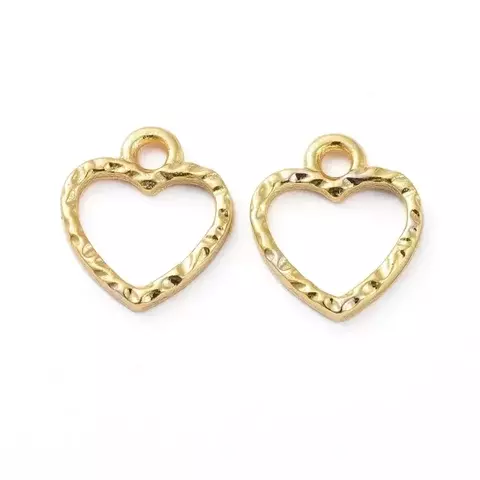 DIJE CORAZON TEXTURADO CALADO ALEACION DORADO PARA RELLENAR RESINA (UNIDAD) - comprar online
