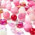 KIT ARMAR CUENTAS CORAZONES Y ESFERAS ROJO ROSA 200 UN APROX