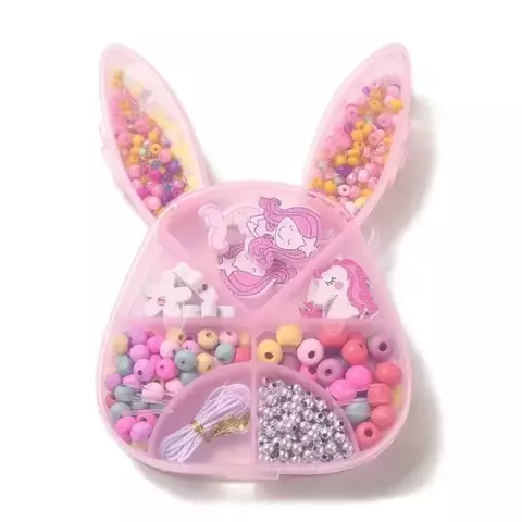 KIT ARMAR CUENTAS DE MADERA INFANTIL SIRENA + ELASTICO - comprar online