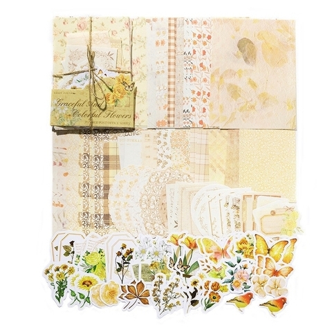 SCRAPBOOKING COLORFUL FLOWERS POST OFFICE + STICKERS X 100 PZ - comprar online