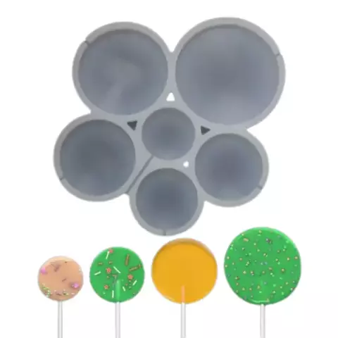 MOLDE SILICONA 6 CIRCULOS VARIOS CHUPETIN PALETA - comprar online