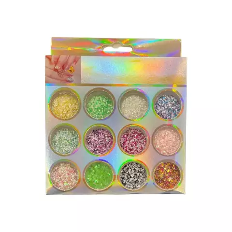 SET 12 PIGMENTOS MIX COLORES - LENTEJUELAS HOLO - comprar online