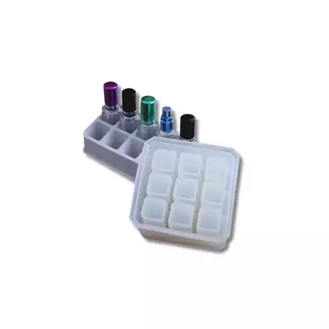 MOLDE SILICONA CAJA PORTA COSMETICOS 9 COMPARTIMENTOS