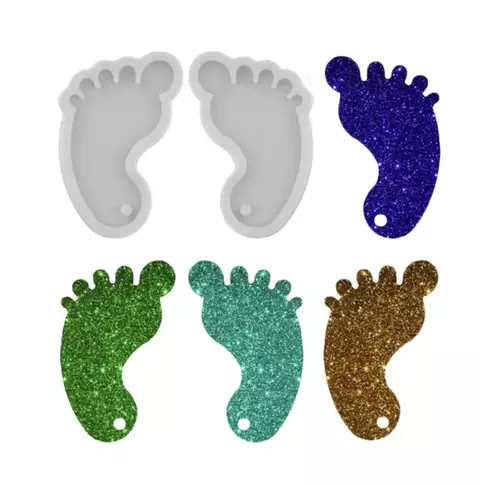 MOLDE SILICONA TRANSPARENTE DIJE LLAVERO PIE - comprar online