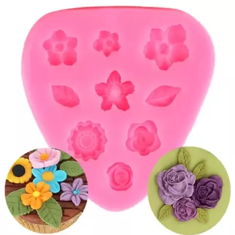 MOLDE SILICONA 7 MINI FLORES 2 HOJAS - comprar online