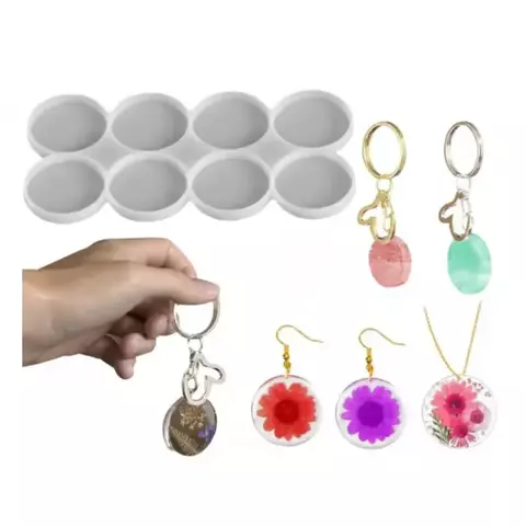 MOLDE SILICONA 8 CIRCULOS LLAVEROS 4,5 CM LISO - comprar online