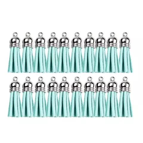 BORLA FLECO GAMUZA - COLOR PLATEADO Y TURQUESA X 20 U. - comprar online