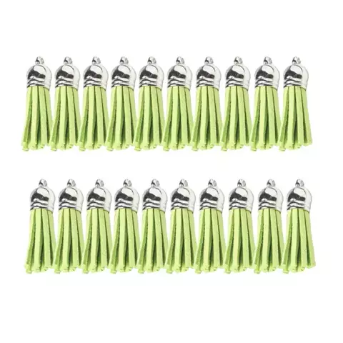 BORLA FLECO GAMUZA - COLOR PLATEADO Y VERDE LIMA X 20 U. - comprar online