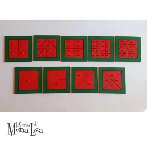 Set de 9 Cuadrados de Equivalencias ( SIN caja )- MONTESSORI