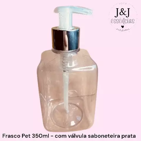 Frasco PET 350ml com válvula saboneteira saia PRATA