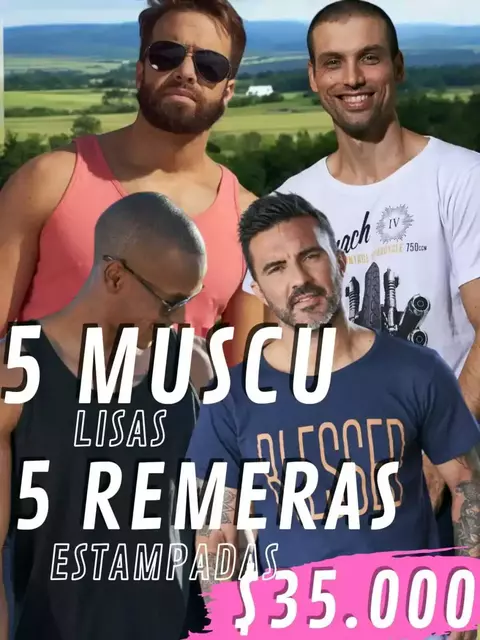 5 Musculosa Lisa 5 Remeras Estamp - comprar online