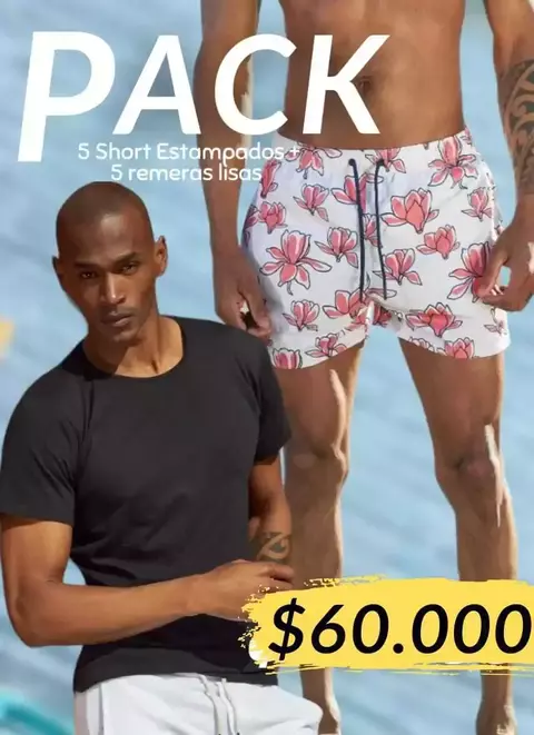 Pack 5 Short de Baño Estamp. + 5 Remeras Lisa - comprar online
