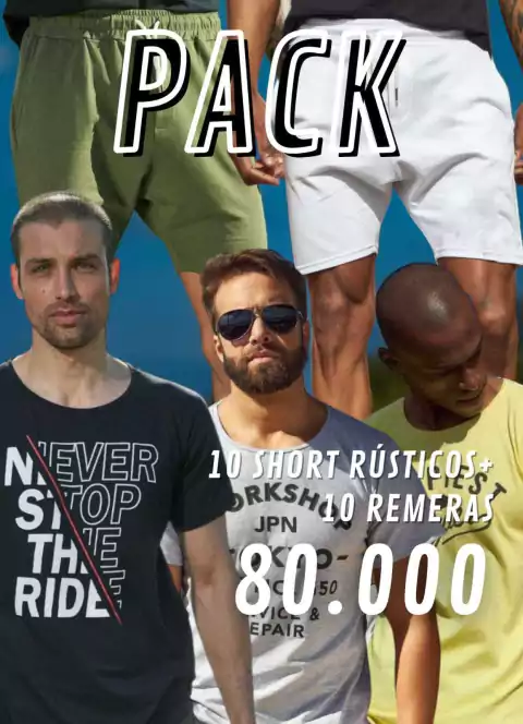 Pack 10 Remeras Estampadas 10 Shorts Rústico