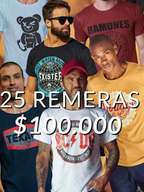 Pack 25 Remeras Estampadas