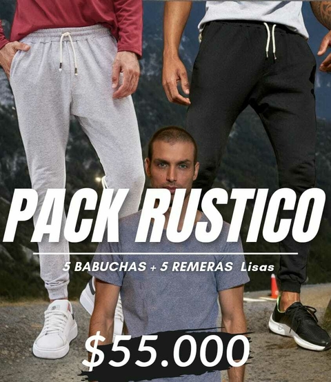 PACK 5 Babuchas Rusticas + 5 Remeras Lisas - comprar online