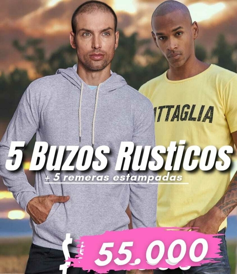 5 Remeras Estampadas y 5 Canguro Rustico Liso - comprar online