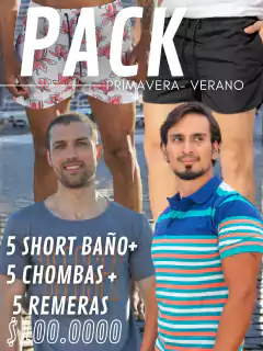 Pack 5 Short de Baño + 5 Chombas + 5 Remeras