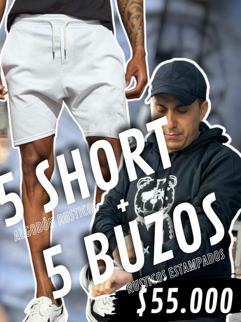 PACK 5 Canguro Rustico Estampado + 5 Short Rustico