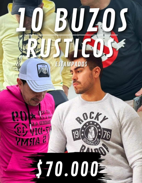 Pack 10 Buzos Rústicos Estampados C/R