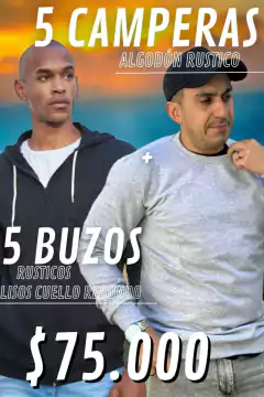 PACK 5 Buzo Rusticos C/R Liso + 5 Camperas Rusticas