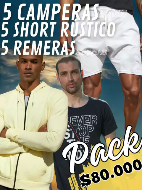 5 Short Rustico Liso + 5 Campera Rustica + 5 Remera Estampada