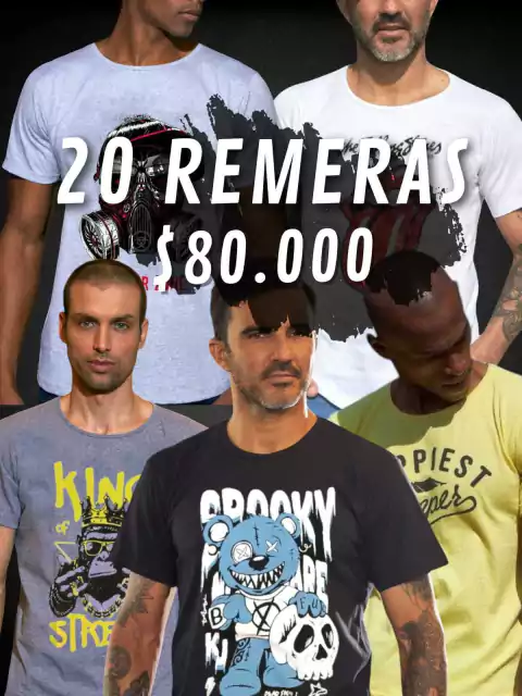 Pack 20 Remera Estampadas M/C