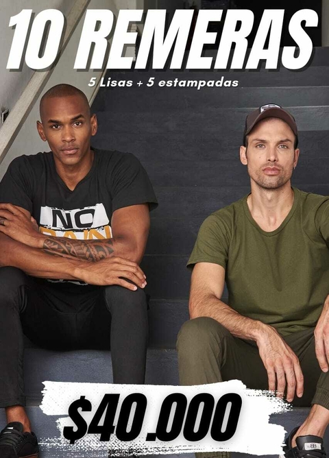 Pack 5 Remera Estampadas M/C + 5 Remeras Lisas M/C
