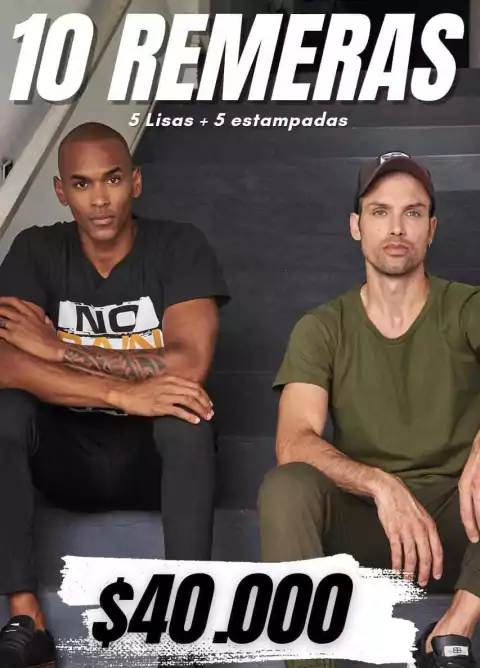 Pack 5 Remera Estampadas M/C + 5 Remeras Lisas M/C