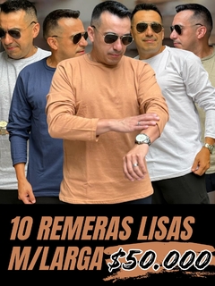 Pack 10 Remeras Lisas M/L.