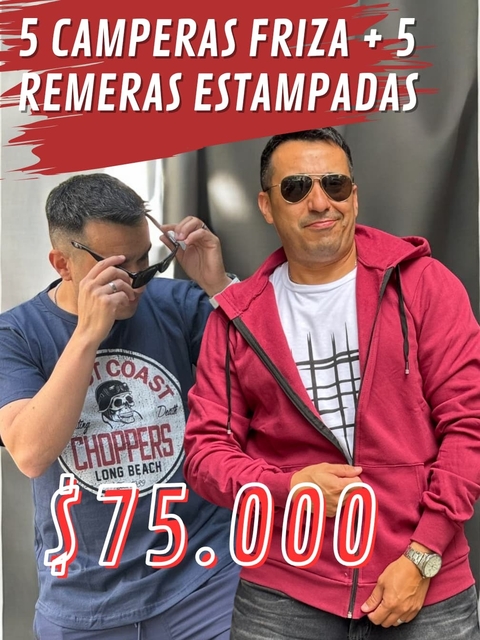 Pack 5 Camperas Frizadas 5 Remeras Estampadas - comprar online