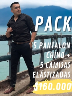 PACK 5 PANTALONES CHINOS 5 CAMISAS ELASTIZADAS LISAS. - comprar online