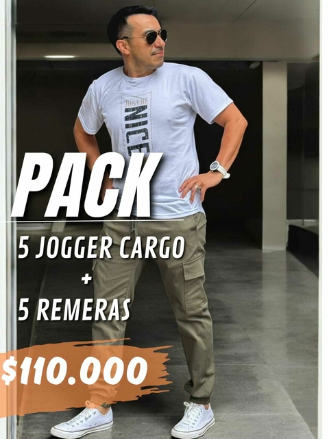 PACK 5 Jogger Cargo + 5 Remeras Estampada - comprar online