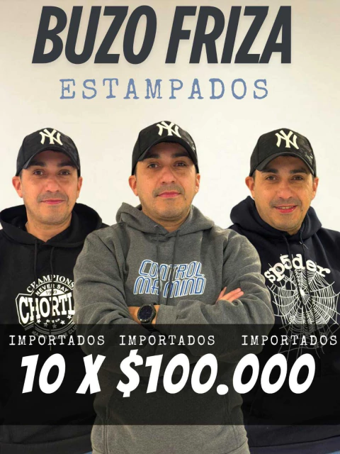 Pack 10 Canguros Friza Importados Estampados (Solo Negro)