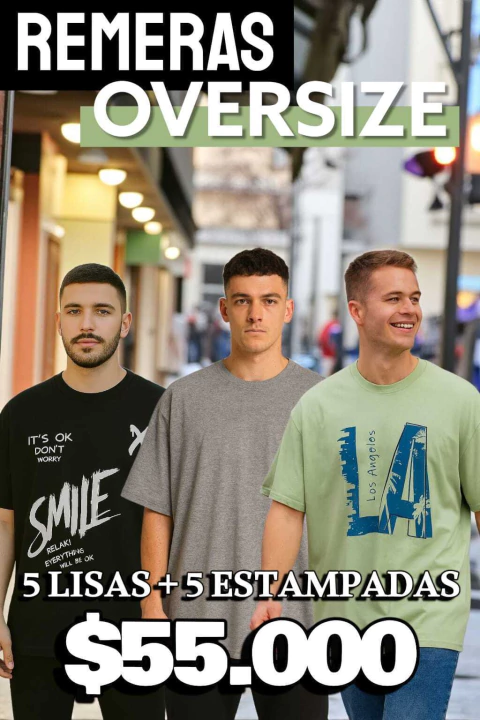 5 Remera Over Lisa + 5 Remera Over Estamp - comprar online