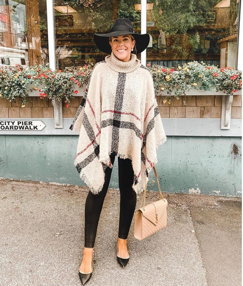 Poncho tricot GALES gelo / off white - comprar online