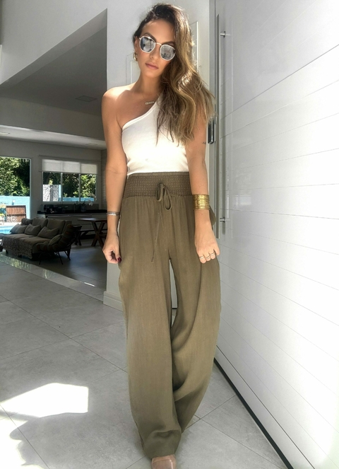 Calça pantalona TURIM verde - comprar online