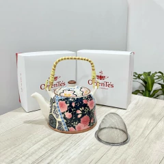 Tetera flor con negro 600 cc con infusor - comprar online