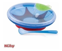 Nuby plato termico azul/rosa/verde - comprar online