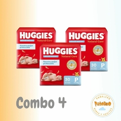 Combo 4 Huggies Natural Care talle P x 30 unidades - comprar online