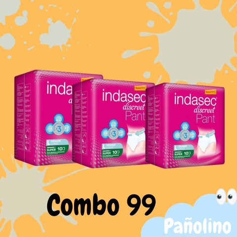 Combo 99. Indasec Discreet Pants Super L x 10 unidades