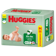 Huggies Flexi-Comfort talle M x 68 unidades. De 5.5 a 9.5 kg.