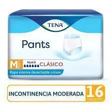 Tena Pants Clasico Talle M x 16 unidades (de 30 a 70kg, absorcion 1 litro)