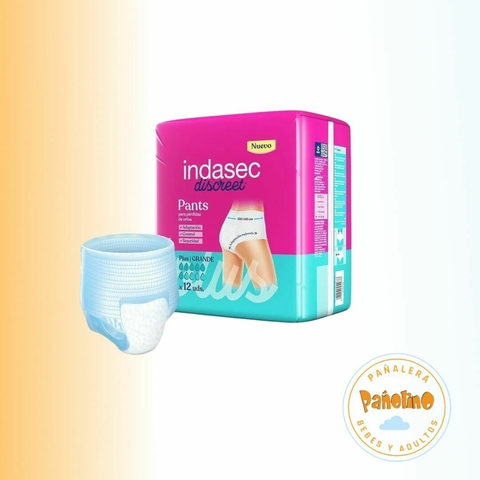 Indasec Pant Plus talle L x 12 unidades. De 110 a 140 cm. De 75 a 100 kg. ABSORCION 1450ML - comprar online