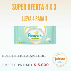 Super oferta Pampers 4 x 3. Lleva 4 paquetes de Toallitas Pampers Recien Nacido con tapa por 48 unidades a solo $15000!