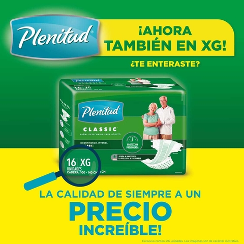PLENITUD CLASSIC XG X 16 UNIDADES. Cadera 100 a 140 cm.