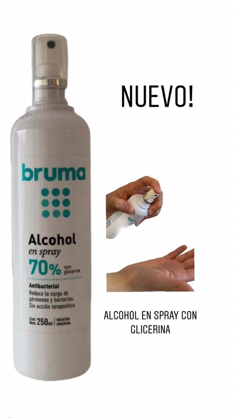 Alcohol en spray 70% con glicerina x 250 ml