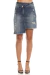 Saia Curta Assimétrica Jeans Estampada
