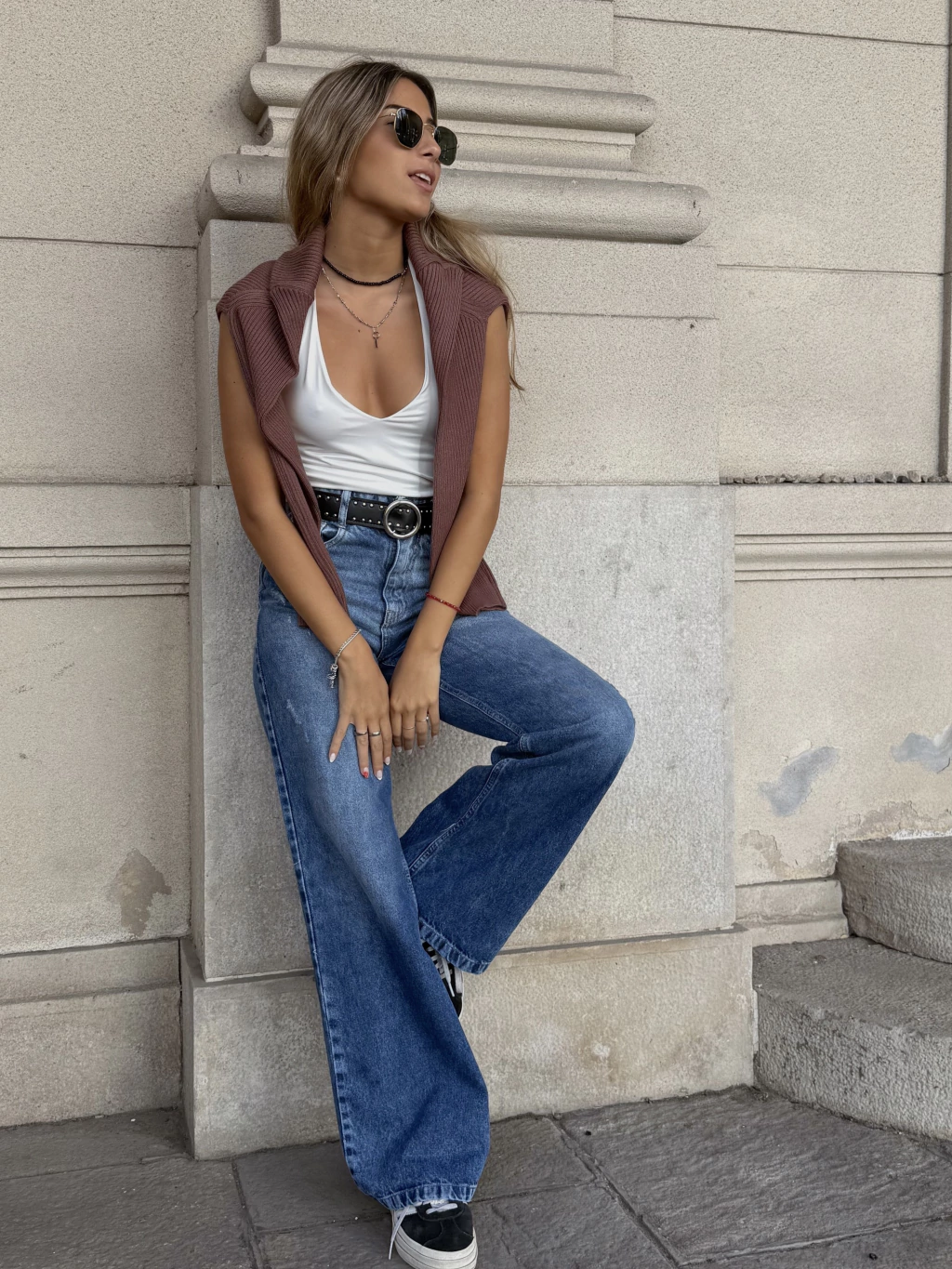 Jean wide legs azul gastado 902